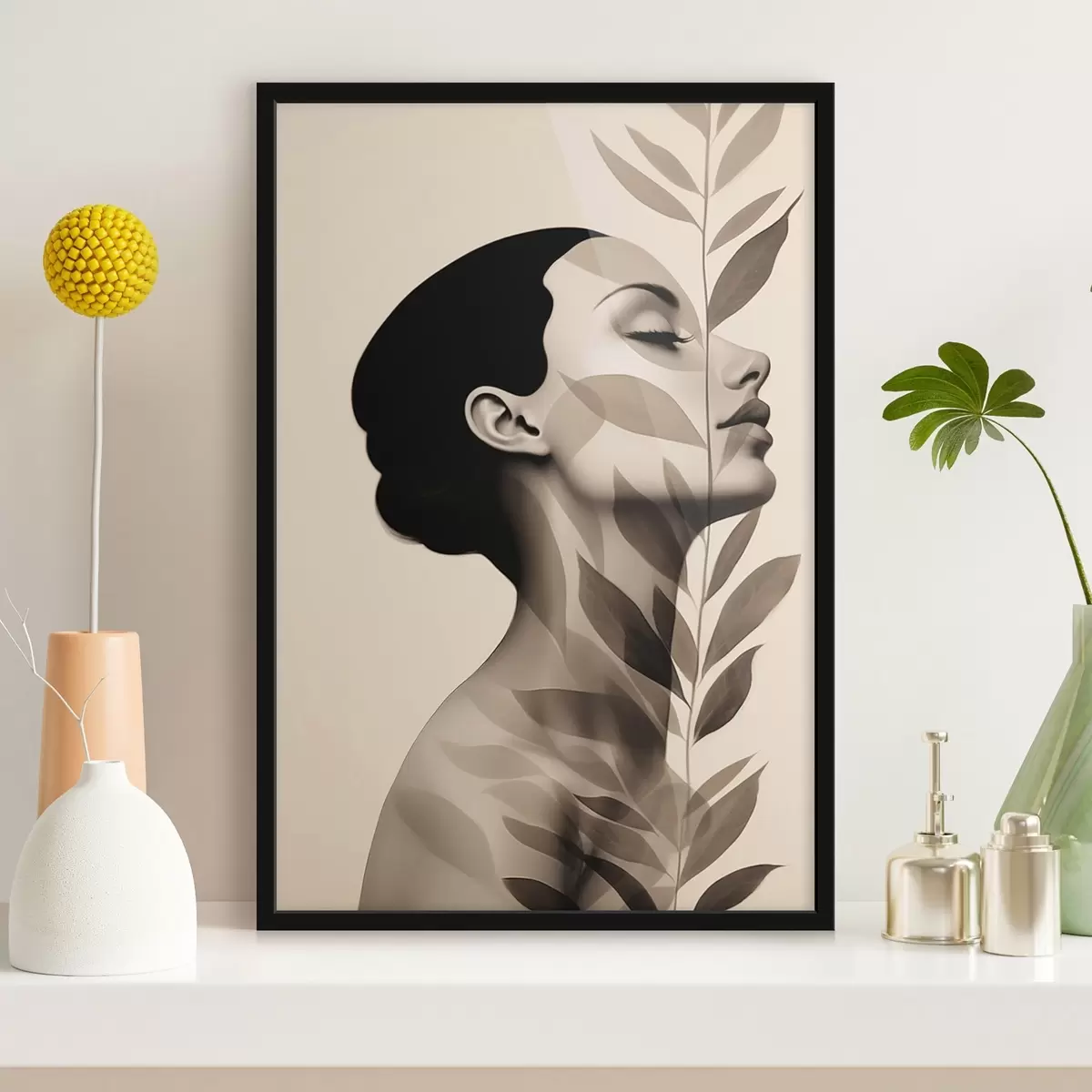 Poster Profilo femminile con motivo floreale f44725