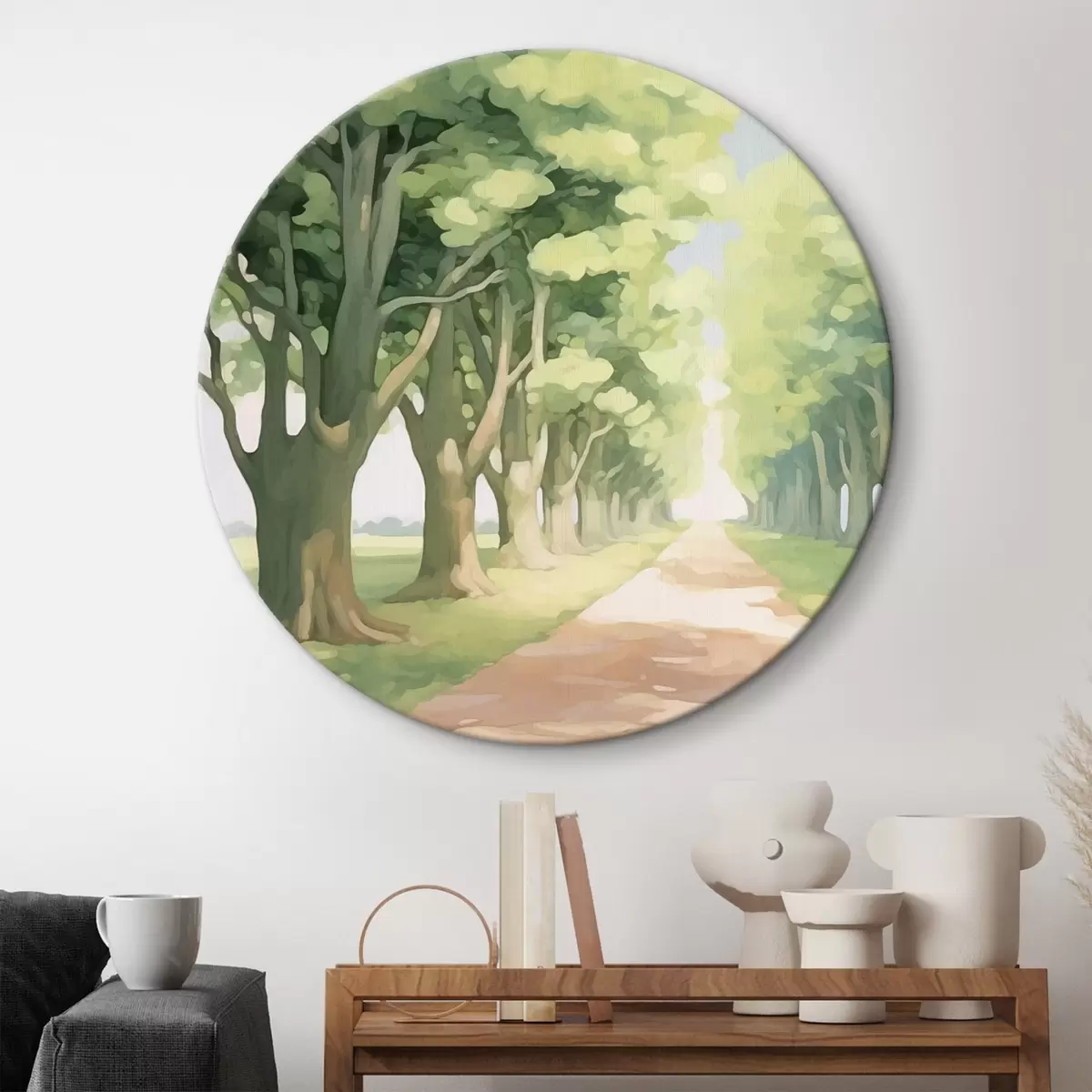 Quadri rotondi Vicolo di alberi lungo il sentiero r44727