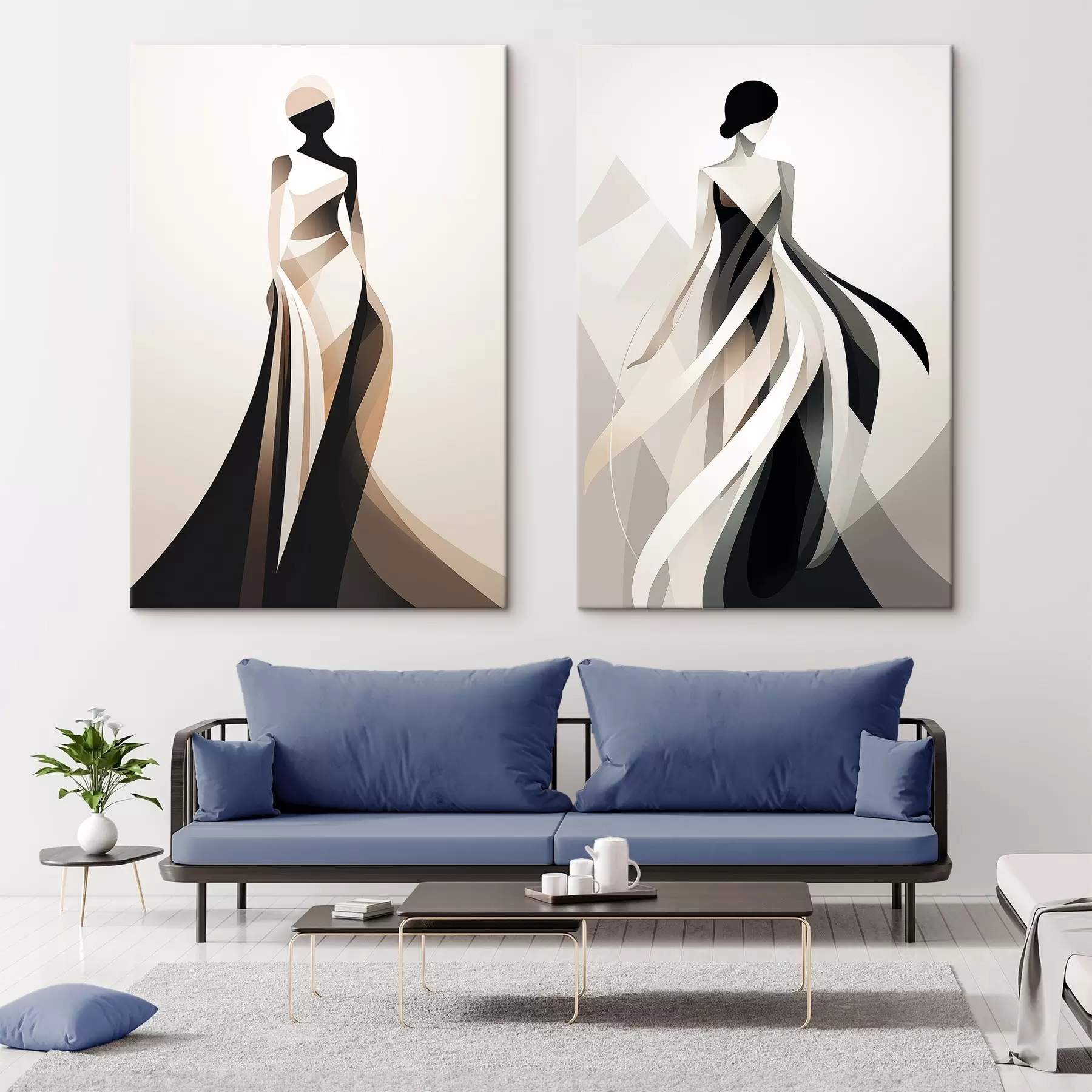 carta da parati Composizione di silhouette in tonalità chiare e scure nr. m00465