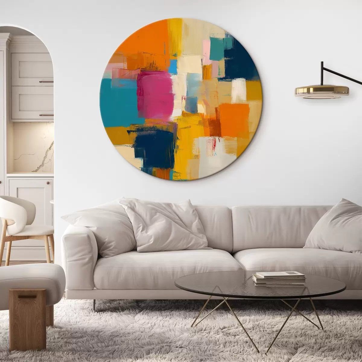 Quadri rotondi Macchie di colore in stile contemporaneo r44753