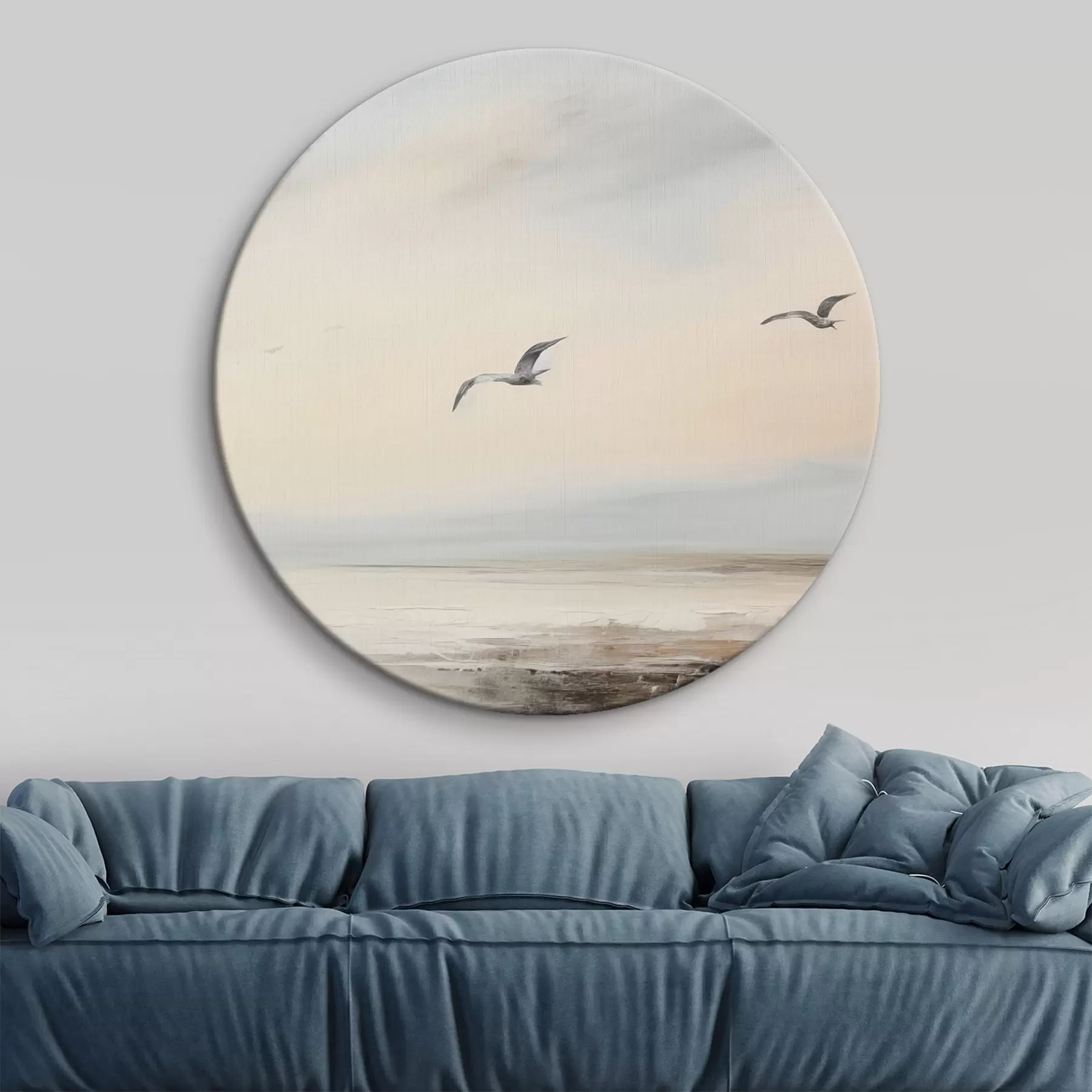 carta da parati Paesaggio pastello con gabbiani in volo nr. r44763