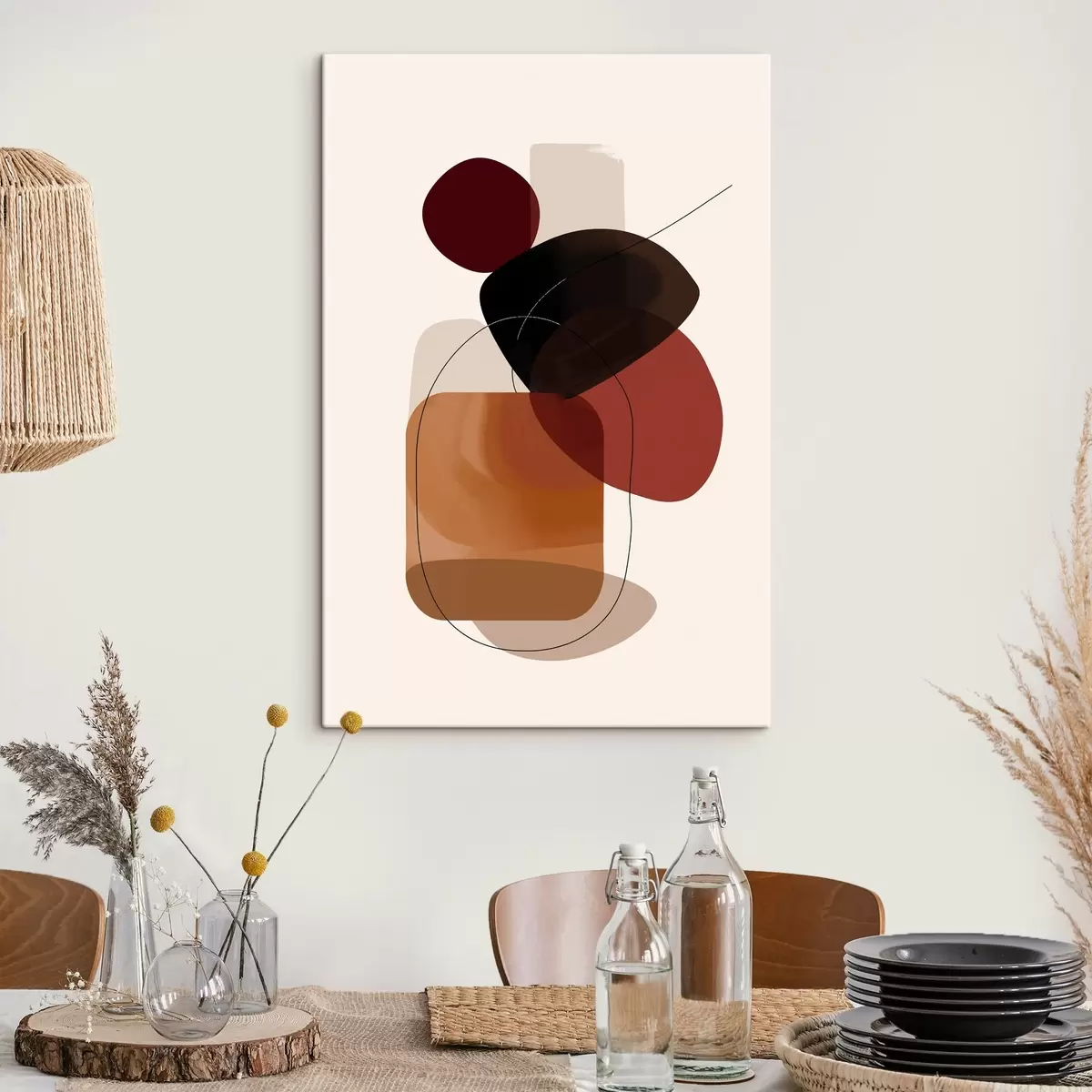 carta da parati Composizione nella tavolozza dei colori vino e marrone nr. s44758