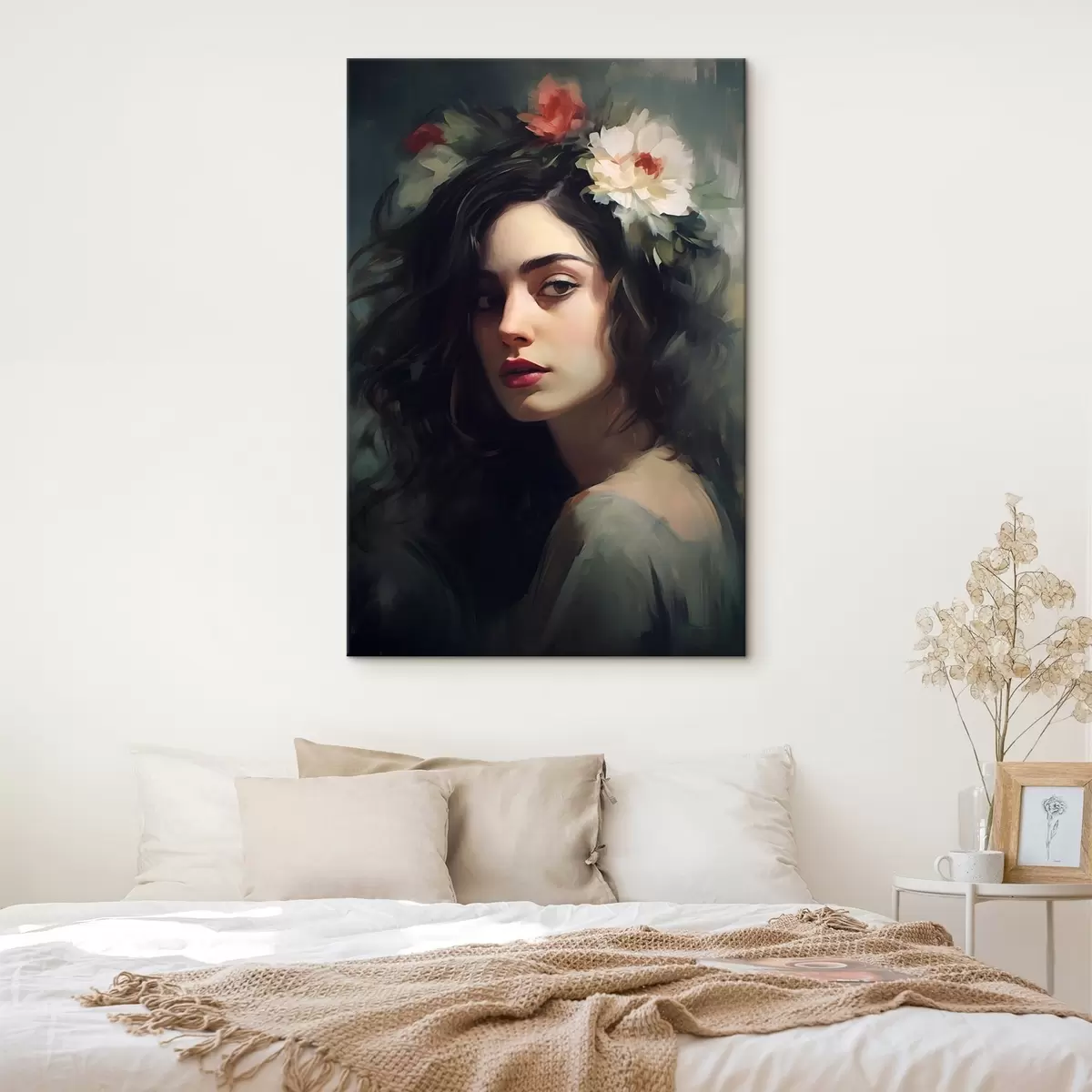 carta da parati Donna dai capelli scuri con corona di fiori nr. s44762