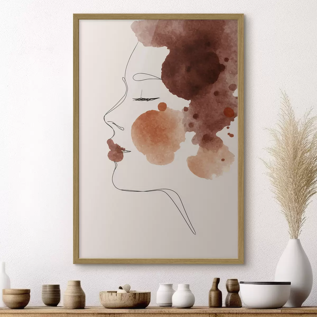Poster Viso con linee e toni bruni f44757