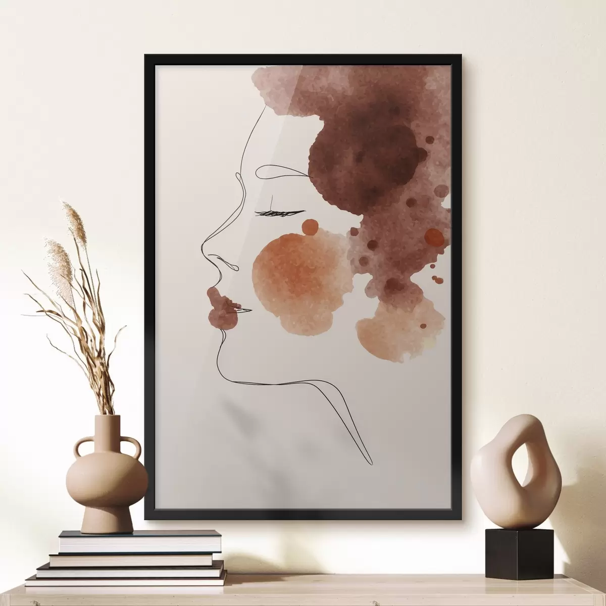 Poster Viso con linee e toni bruni f44757