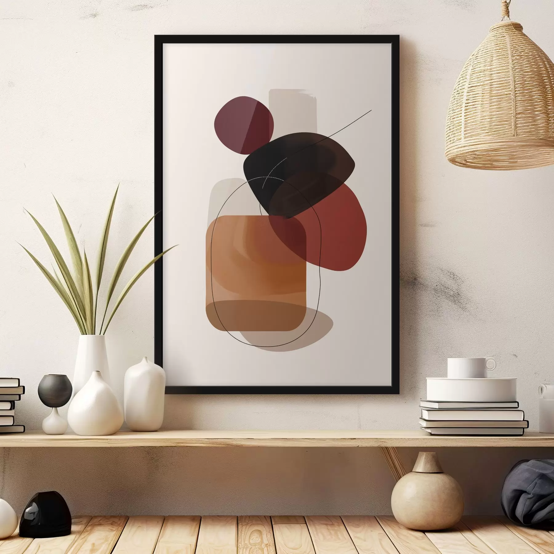 carta da parati Composizione nella tavolozza dei colori vino e marrone nr. f44758