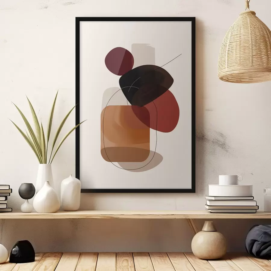 carta da parati Composizione nella tavolozza dei colori vino e marrone nr. f44758