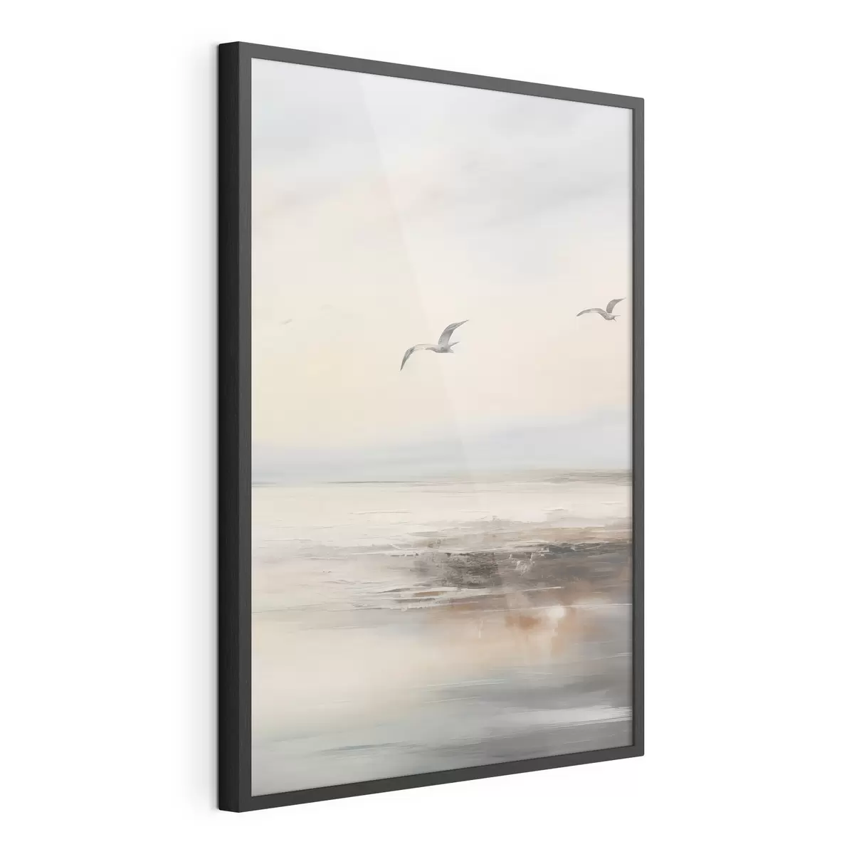 Poster Paesaggio pastello con gabbiani in volo f44763