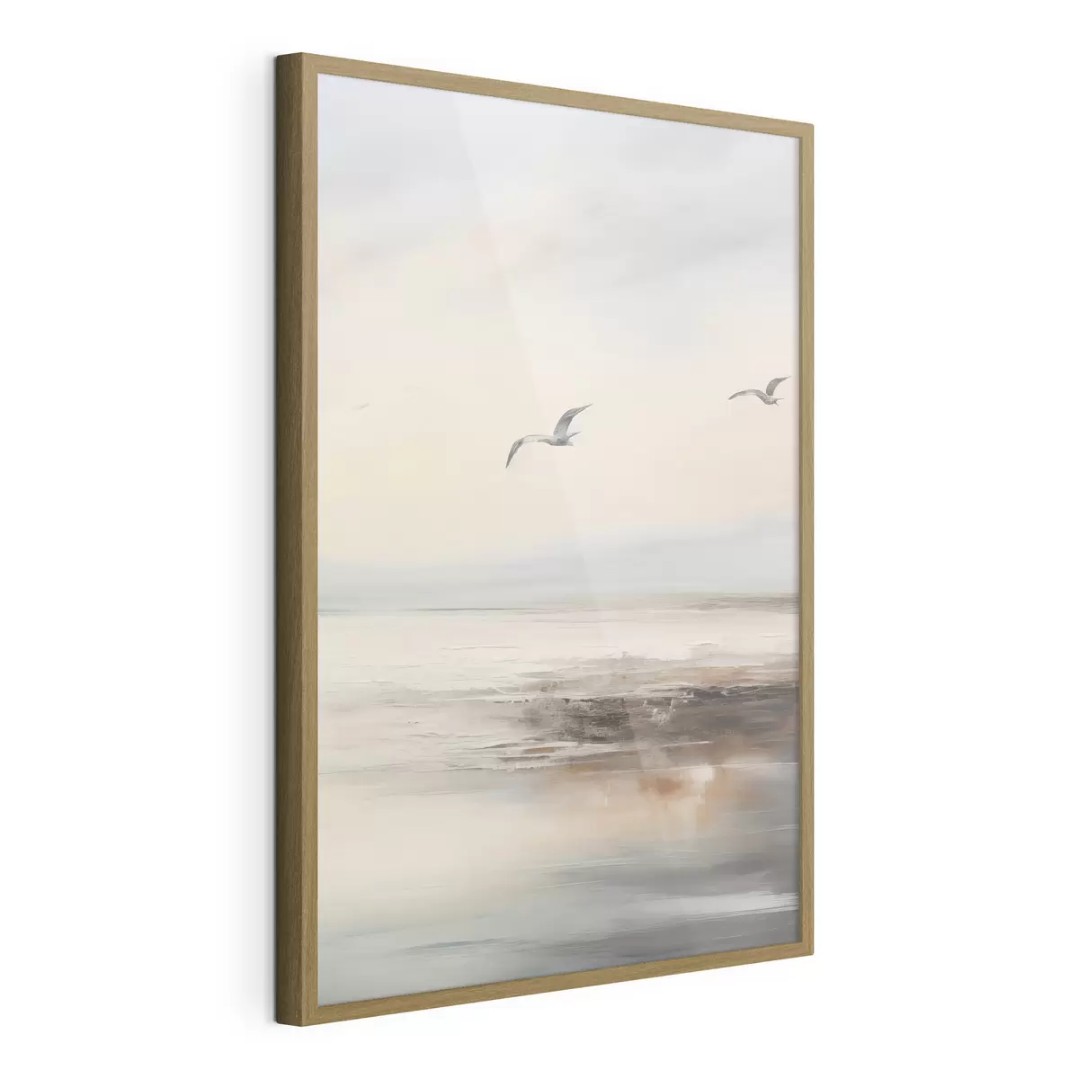 Poster Paesaggio pastello con gabbiani in volo f44763