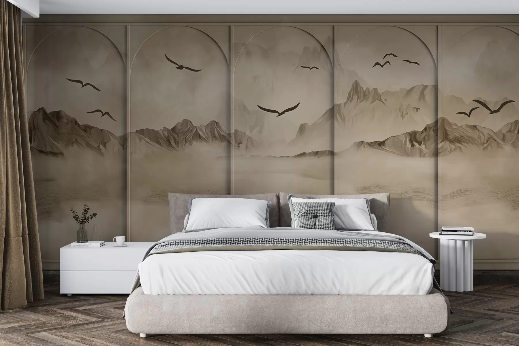 Carta da parati nature Montagne attraverso i pannelli 