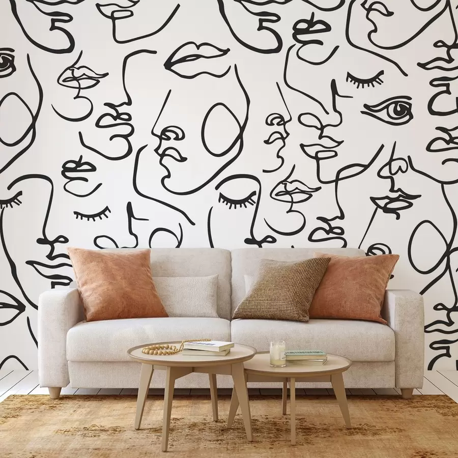 carta da parati Volti astratti di colore nero nr. w04121