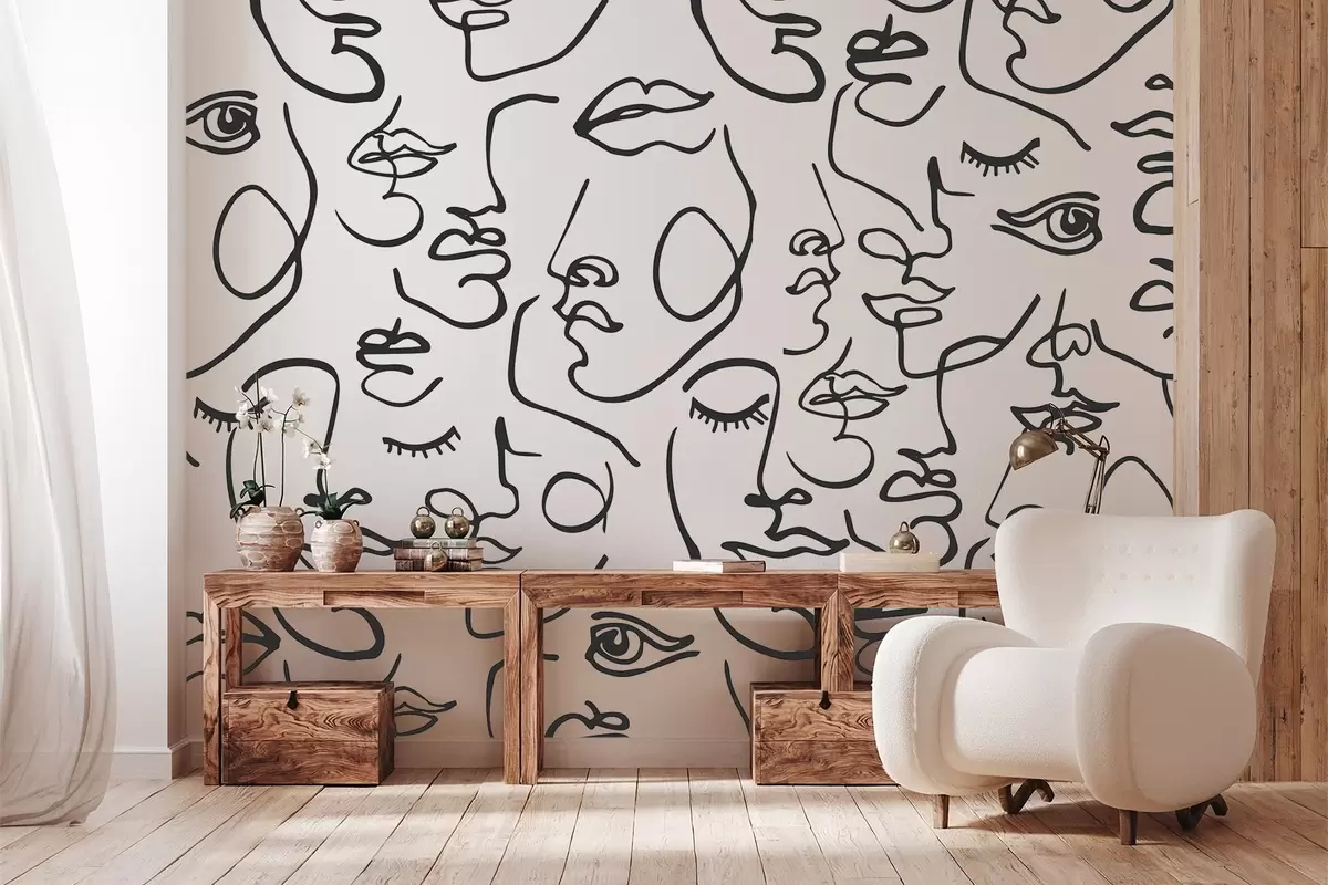 carta da parati Volti astratti di colore nero nr. w04121