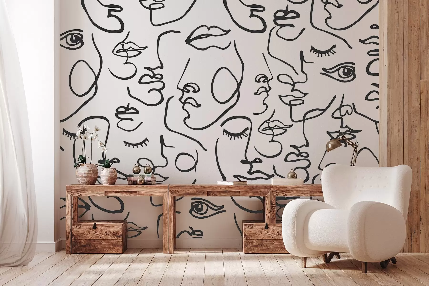 carta da parati Volti astratti di colore nero nr. w04121