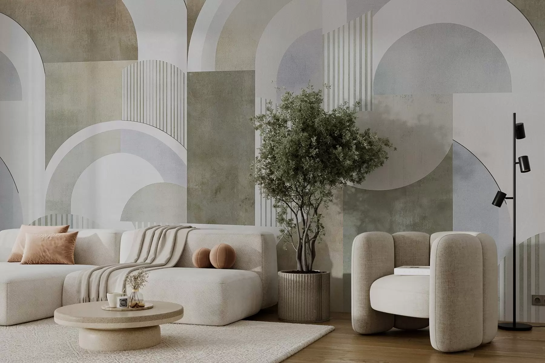 carta da parati Geometria astratta in stile Art déco con effetto retrò nr. w04079