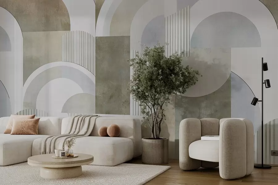 carta da parati Geometria astratta in stile Art déco con effetto retrò nr. w04079