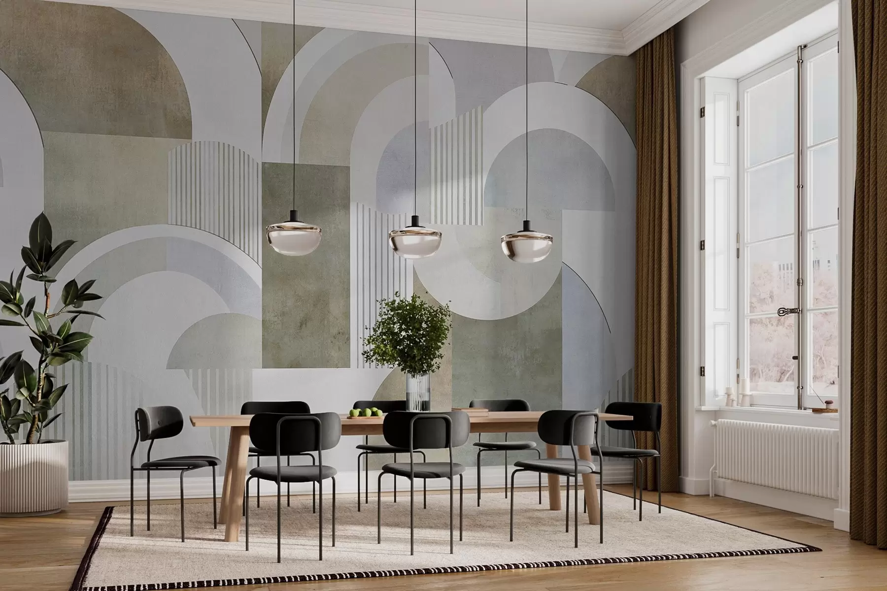 carta da parati Geometria astratta in stile Art déco con effetto retrò nr. w04079