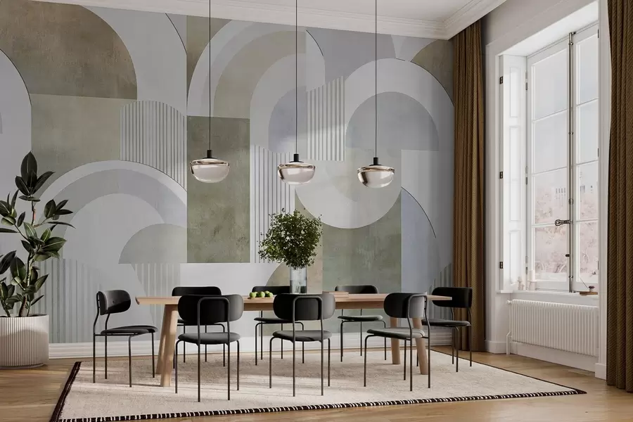 carta da parati Geometria astratta in stile Art déco con effetto retrò nr. w04079