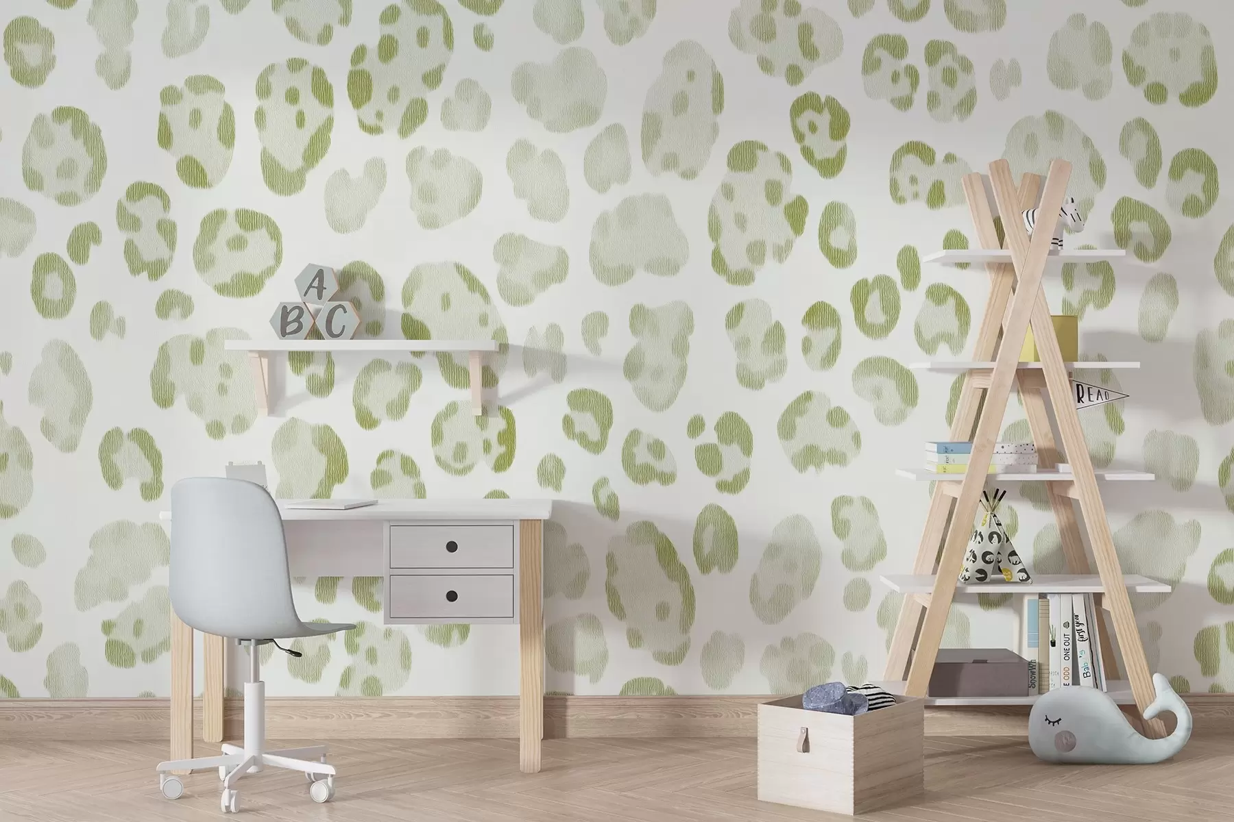 carta da parati Stampa leopardo, struttura in lana, colore verde nr. w04112v3