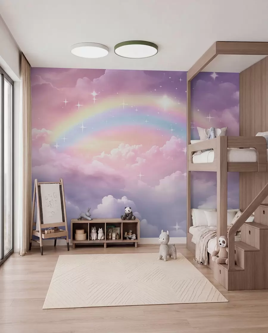 carta da parati Arcobaleno in nuvole lavanda nr. w04146