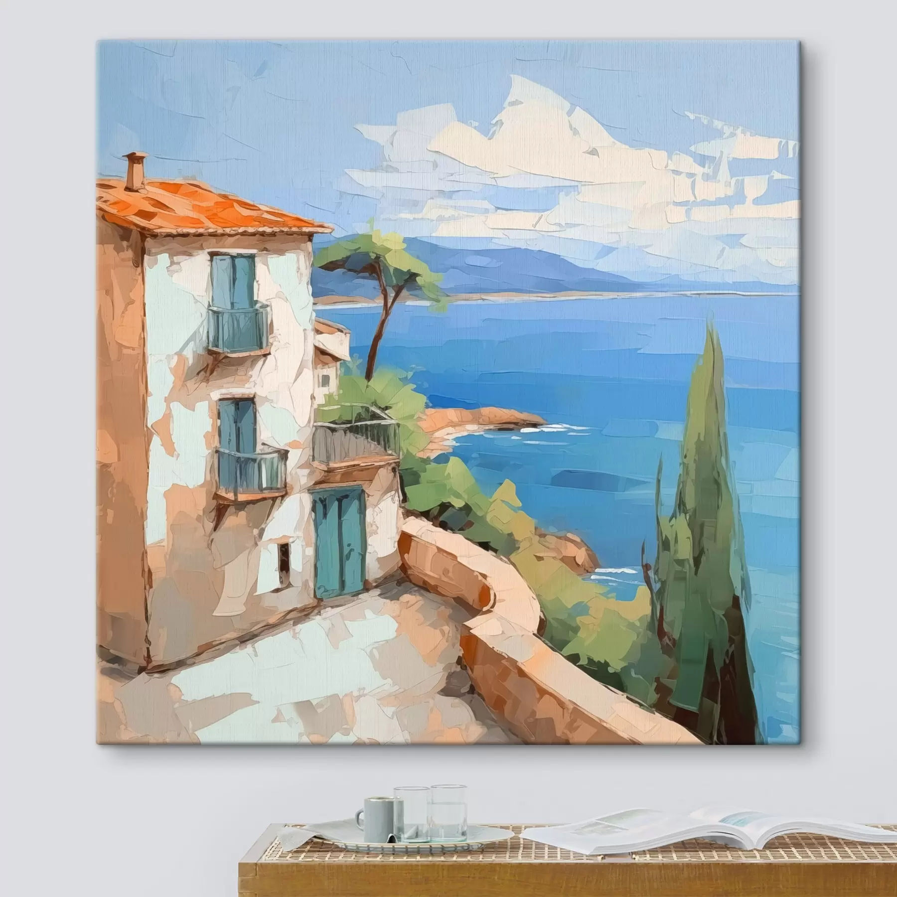 carta da parati Casa al mare imitazione di pittura nr. s44767