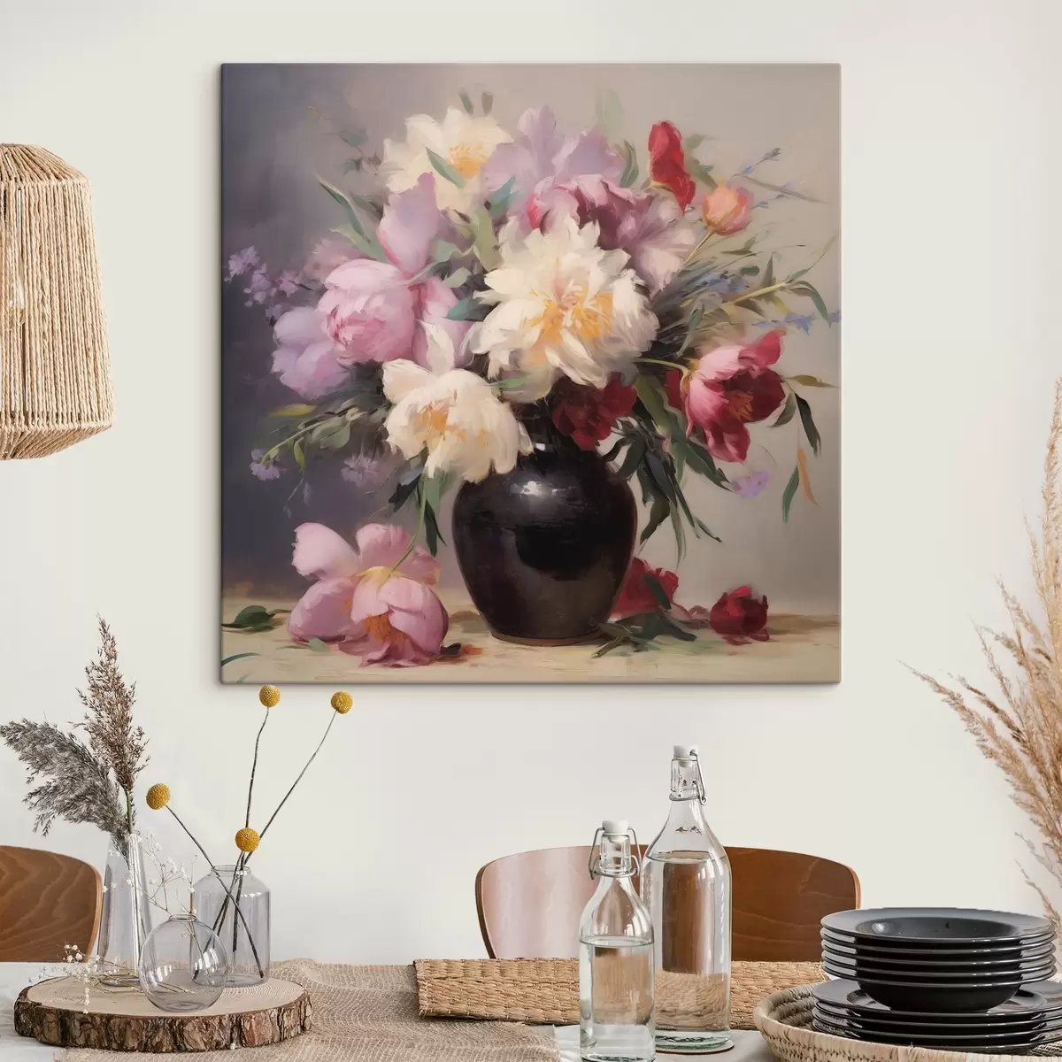 carta da parati Bouquet di peonie in un vaso scuro nr. s44769