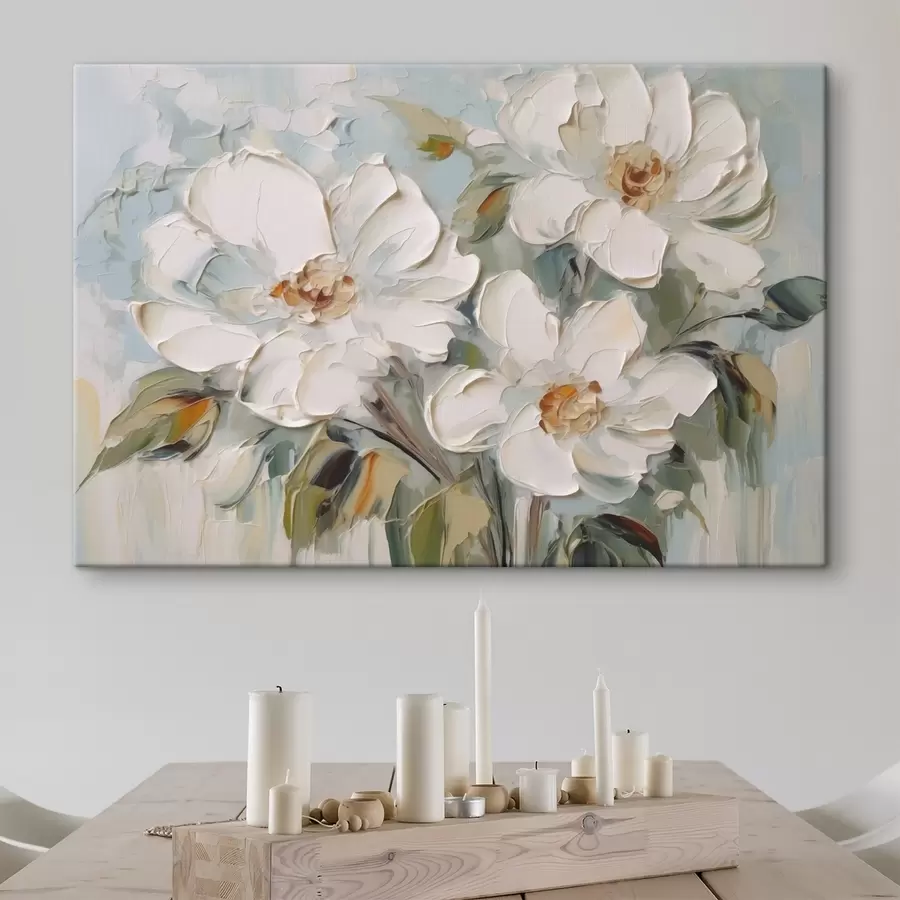 carta da parati Pittura a imitazione di fiori bianchi nr. s44775