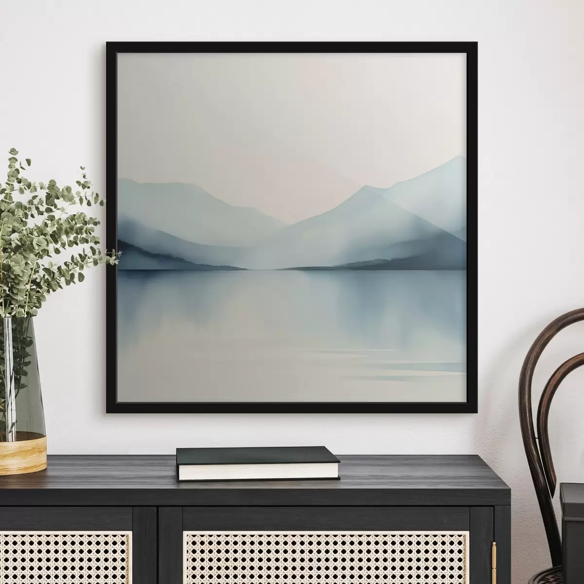 Poster Montagne dietro il lago imitazione dell'acquerello f44764