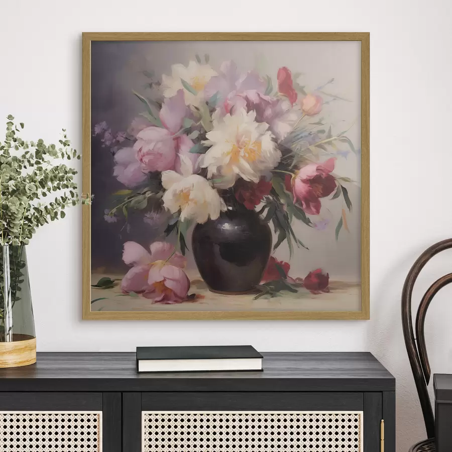 carta da parati Bouquet di peonie in un vaso scuro nr. f44769