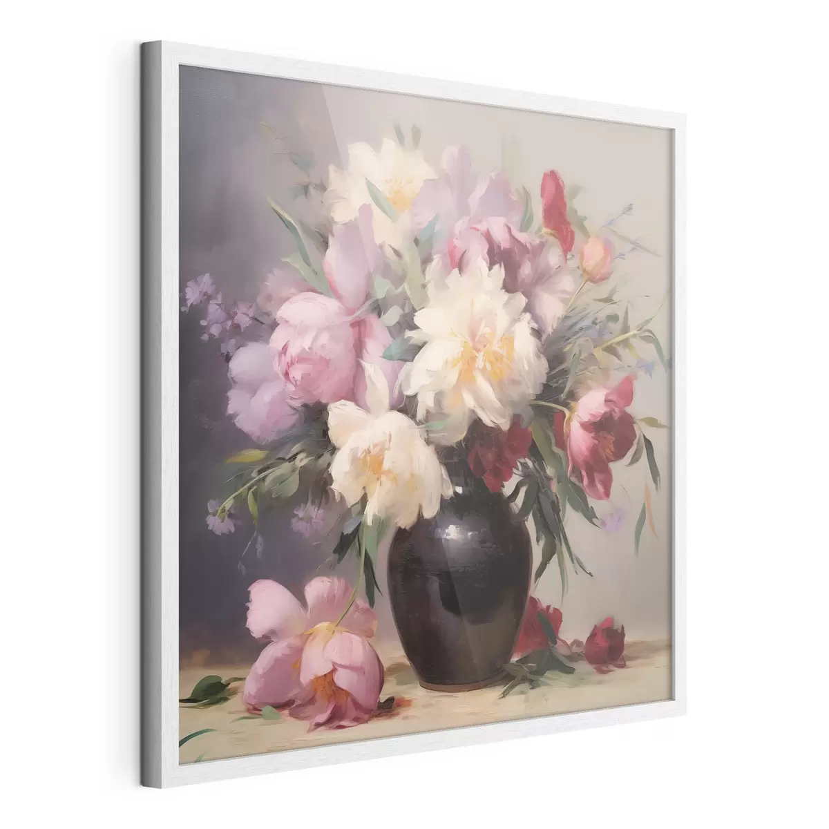 Poster Bouquet di peonie in un vaso scuro f44769
