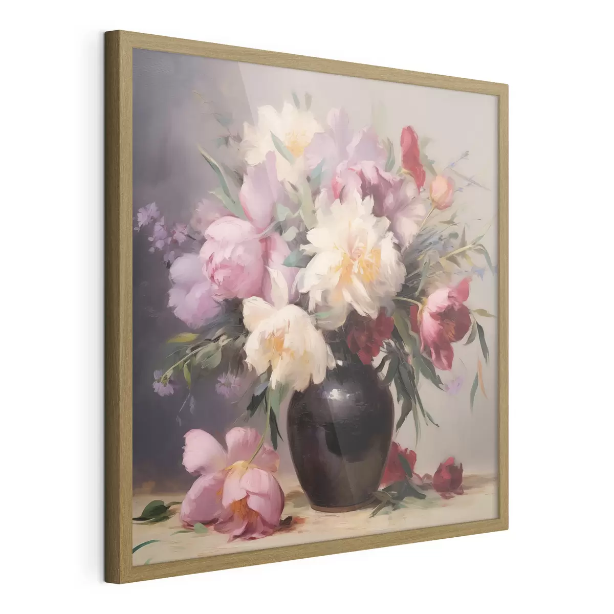 Poster Bouquet di peonie in un vaso scuro f44769