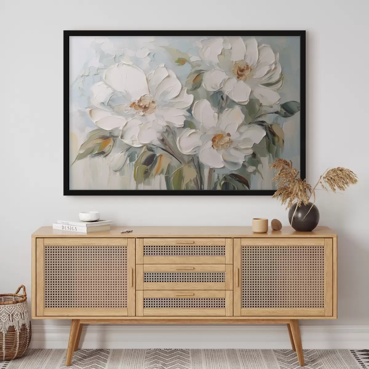 Poster Pittura a imitazione di fiori bianchi f44775