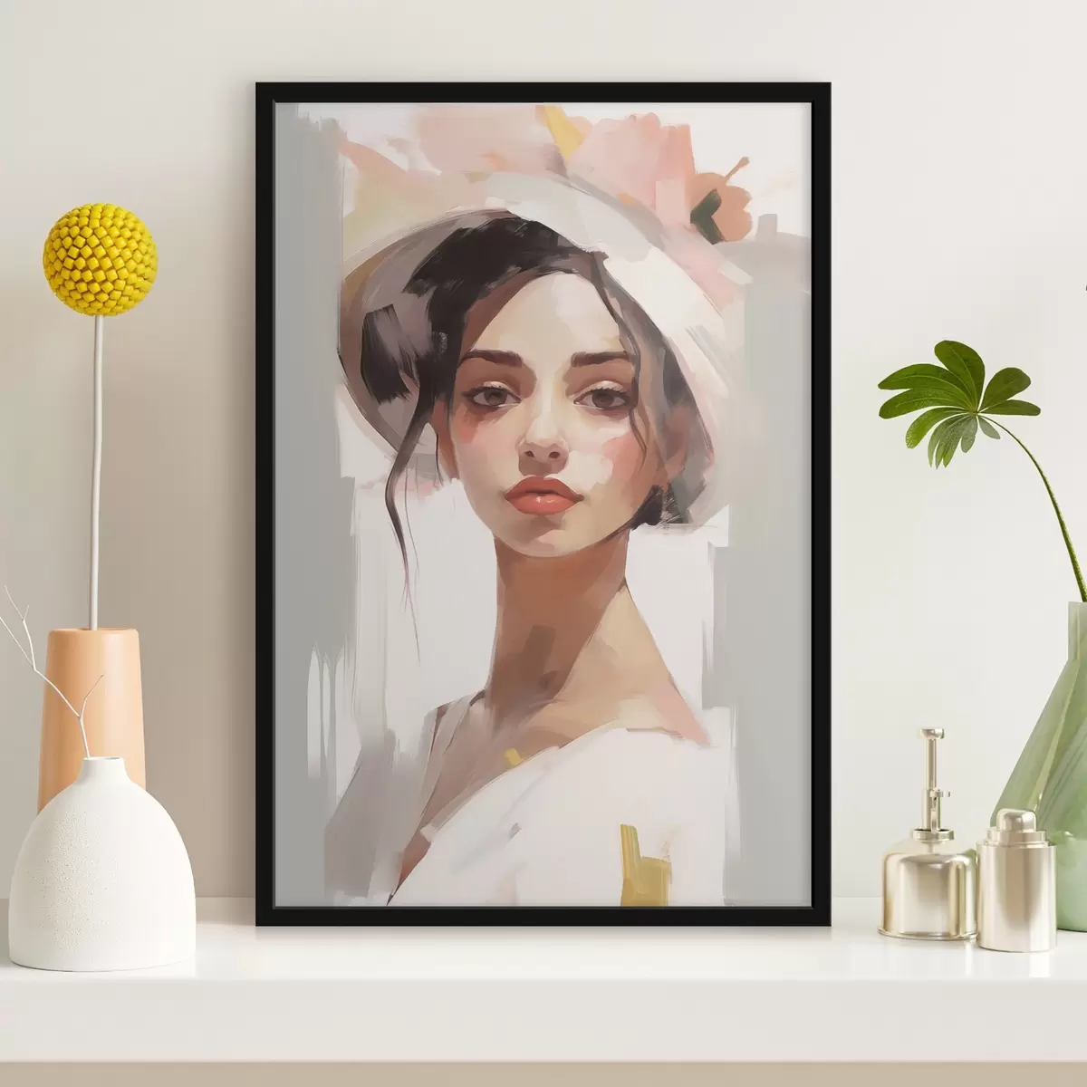 Poster Ragazza con cappello imitazione di un dipinto f44778