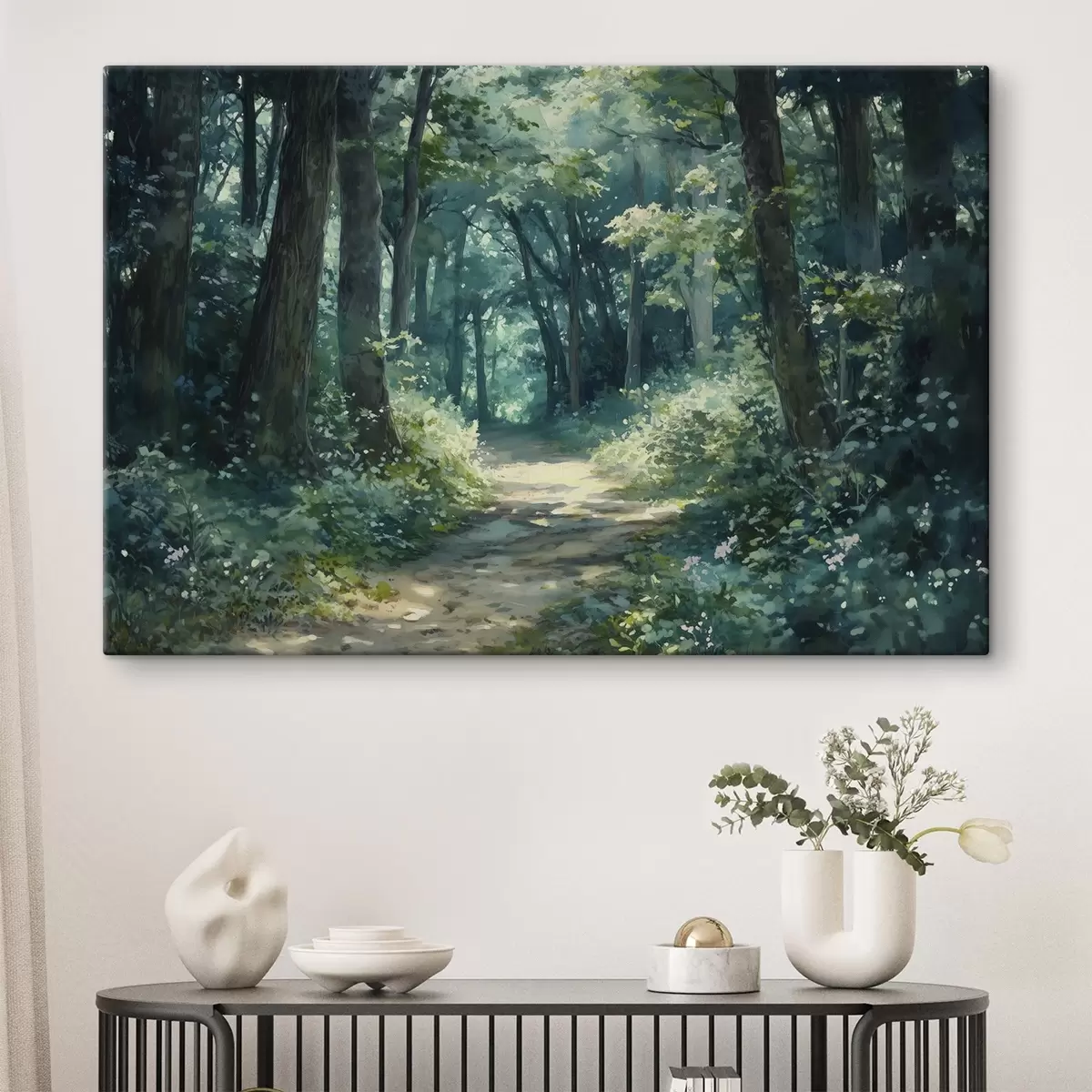 carta da parati Foresta verde con alberi e luce solare  nr. s44784