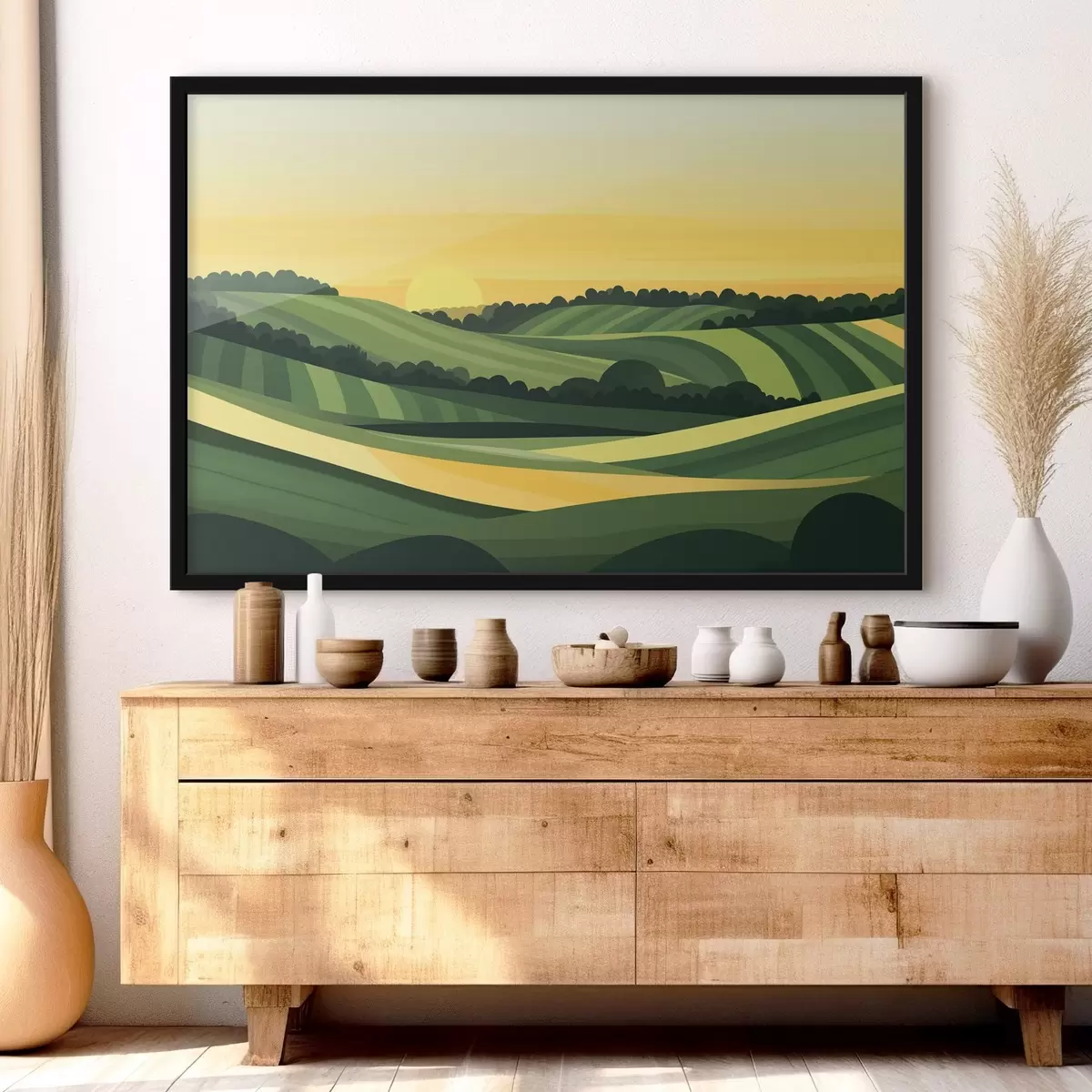 Poster Paesaggi astratti con colline e tramonto f44785