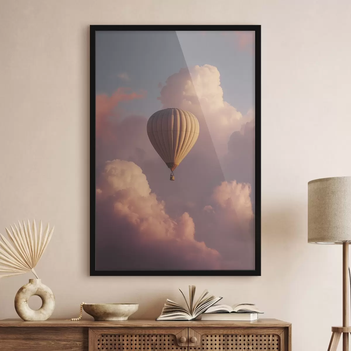 Poster Mongolfiera nel cielo del tramonto con le nuvole f44790