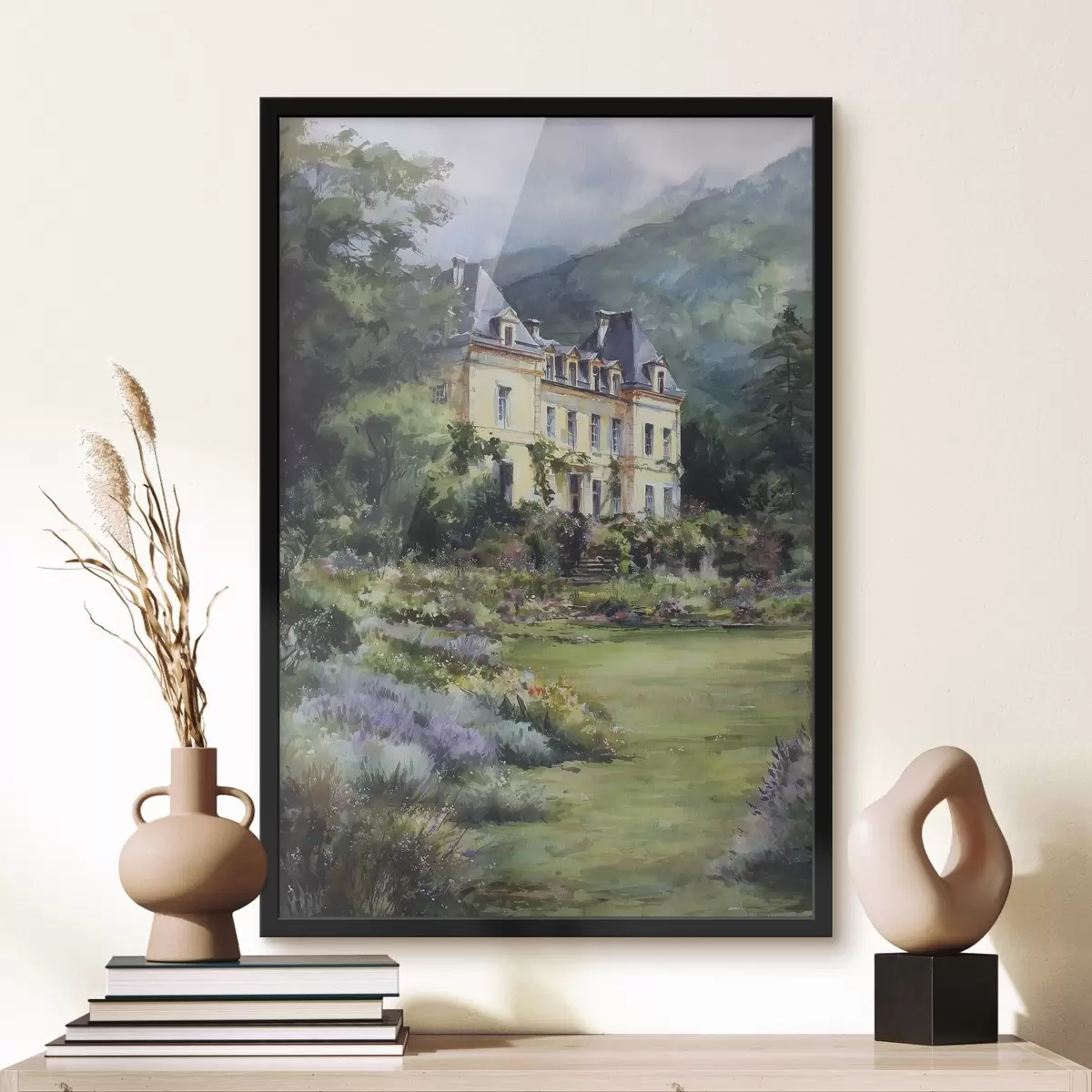 Poster Castello francese circondato da un giardino di lavanda f44797