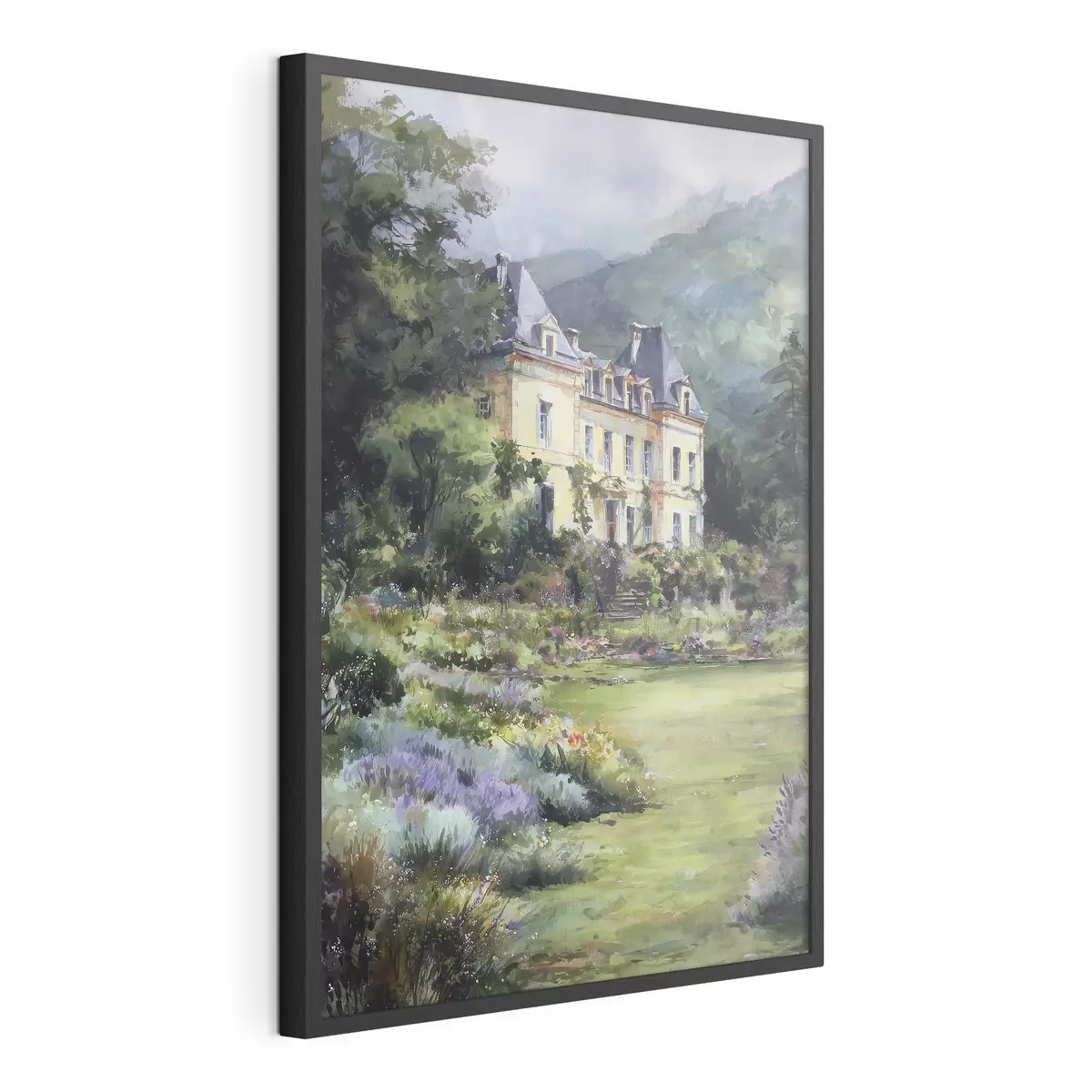 Poster Castello francese circondato da un giardino di lavanda f44797
