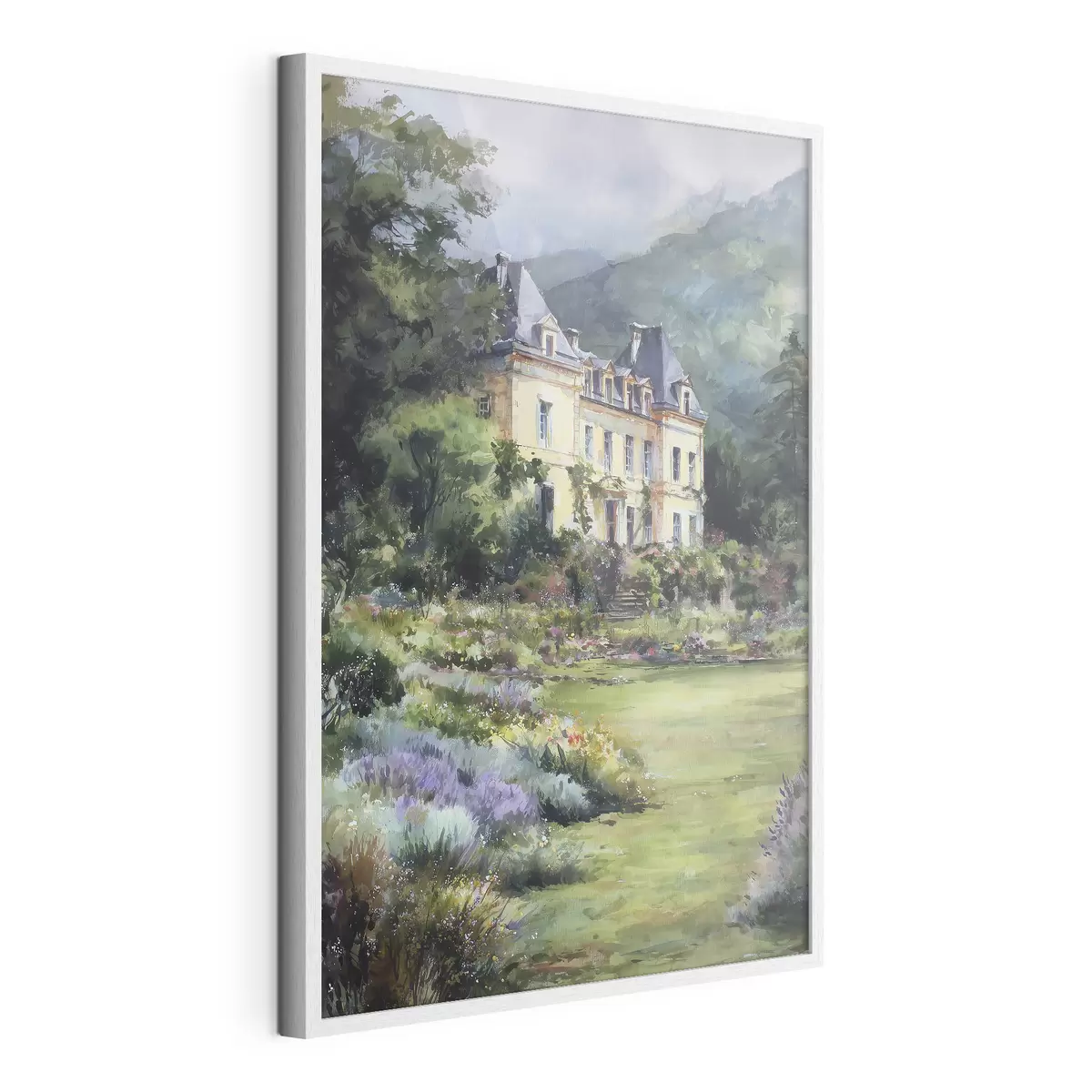 Poster Castello francese circondato da un giardino di lavanda f44797