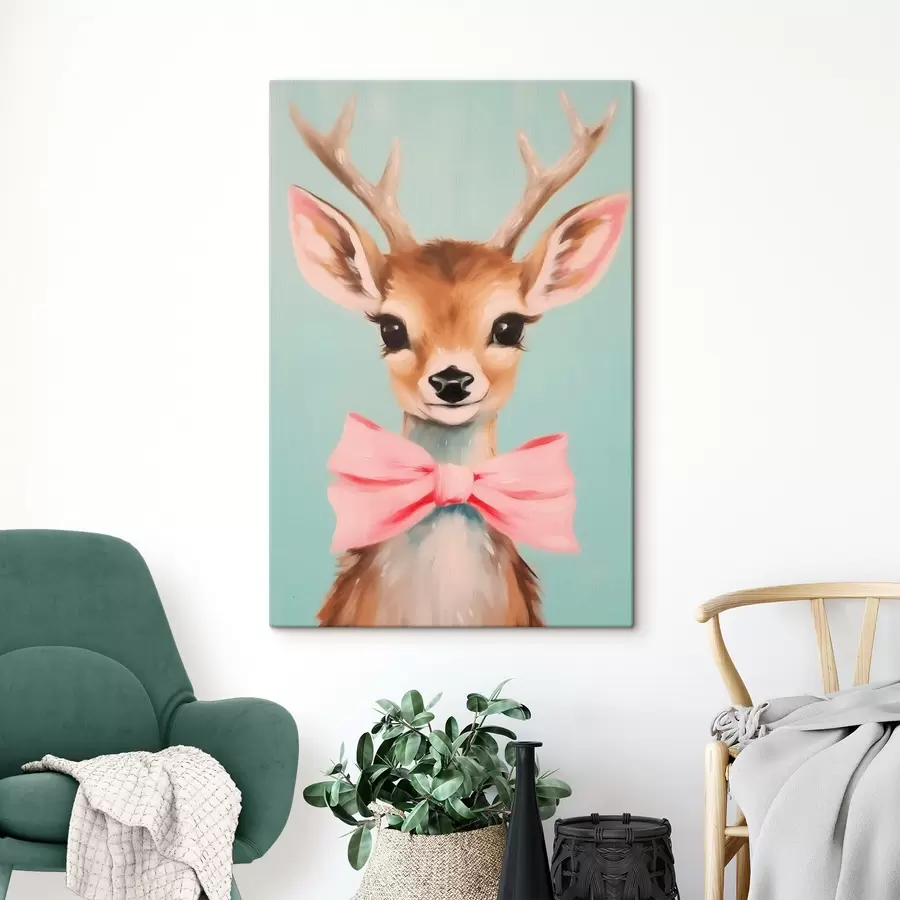 carta da parati Cervo con fiocco rosa nr. s44802