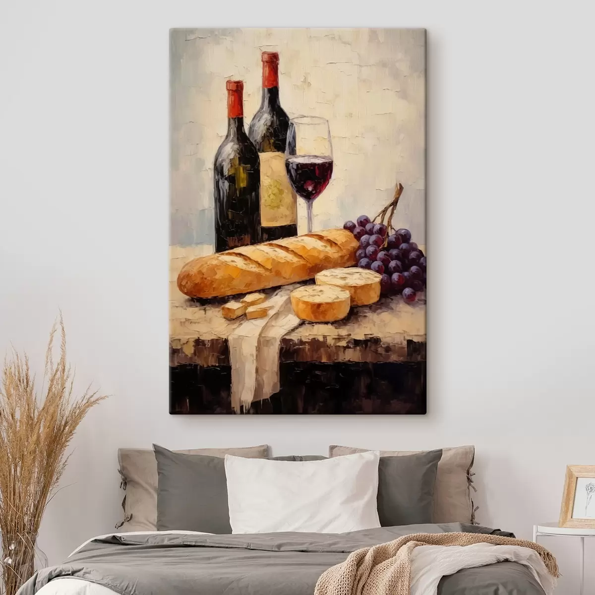 carta da parati Vino, baguette e uva nr. s44815