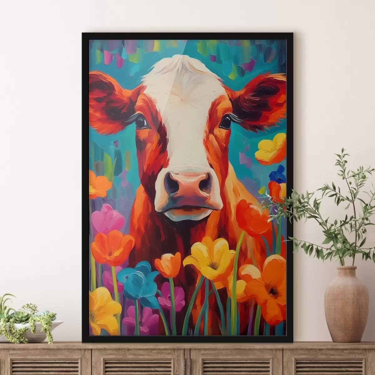 Poster Mucca tra i fiori f44803