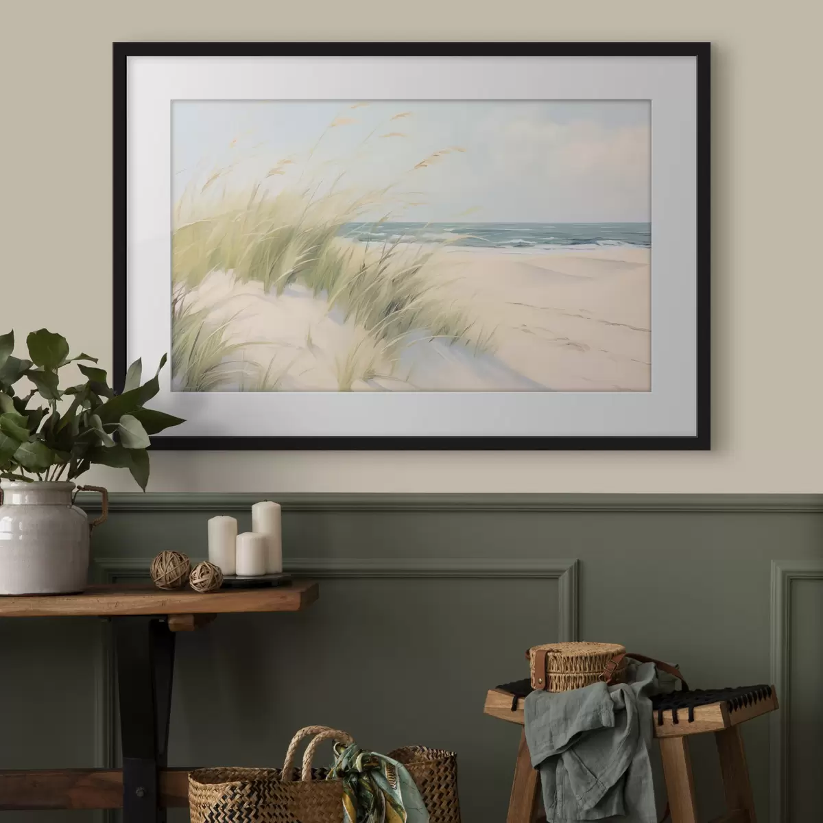 Poster Spiaggia con sabbia ed erba f44806