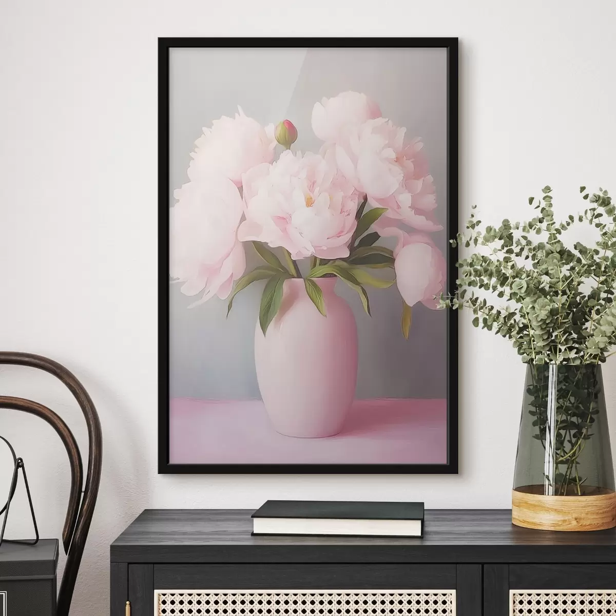 Poster Peonie in un vaso rosa f44809