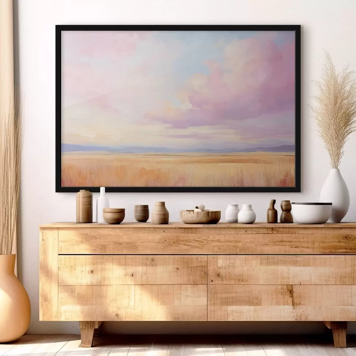 Poster Cielo rosa su un campo f44810