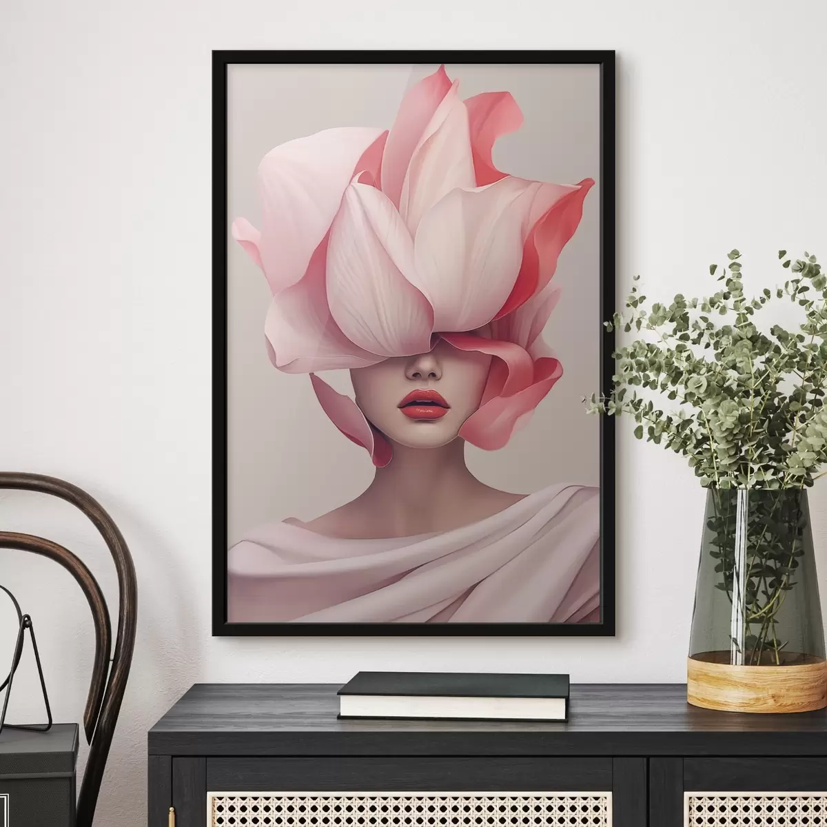 Poster Ritratto femminile con grandi petali f44812