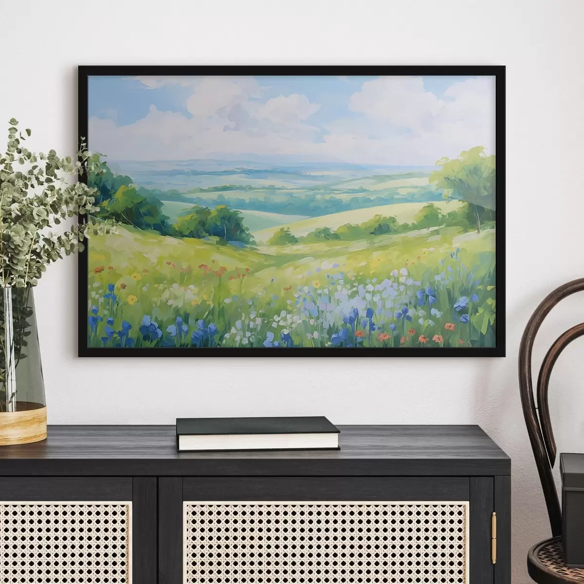 Poster Collina fiorita con vista estiva f44813