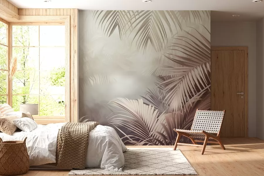 carta da parati giungla tropicale con una tonalità neutra nr. w04142v1