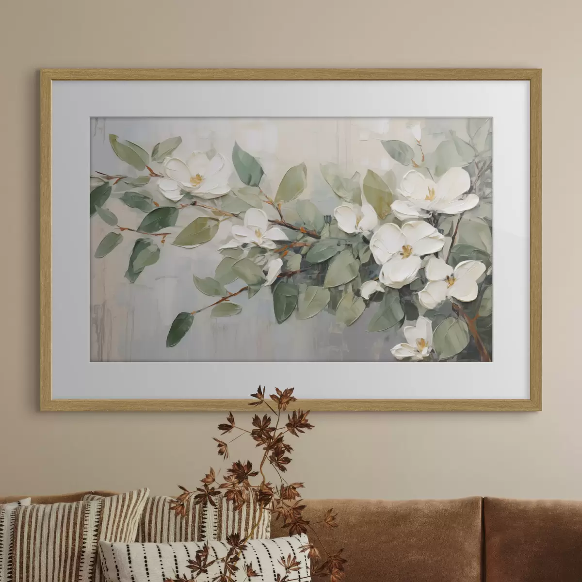 Poster Magnolia in verde tenue f44853