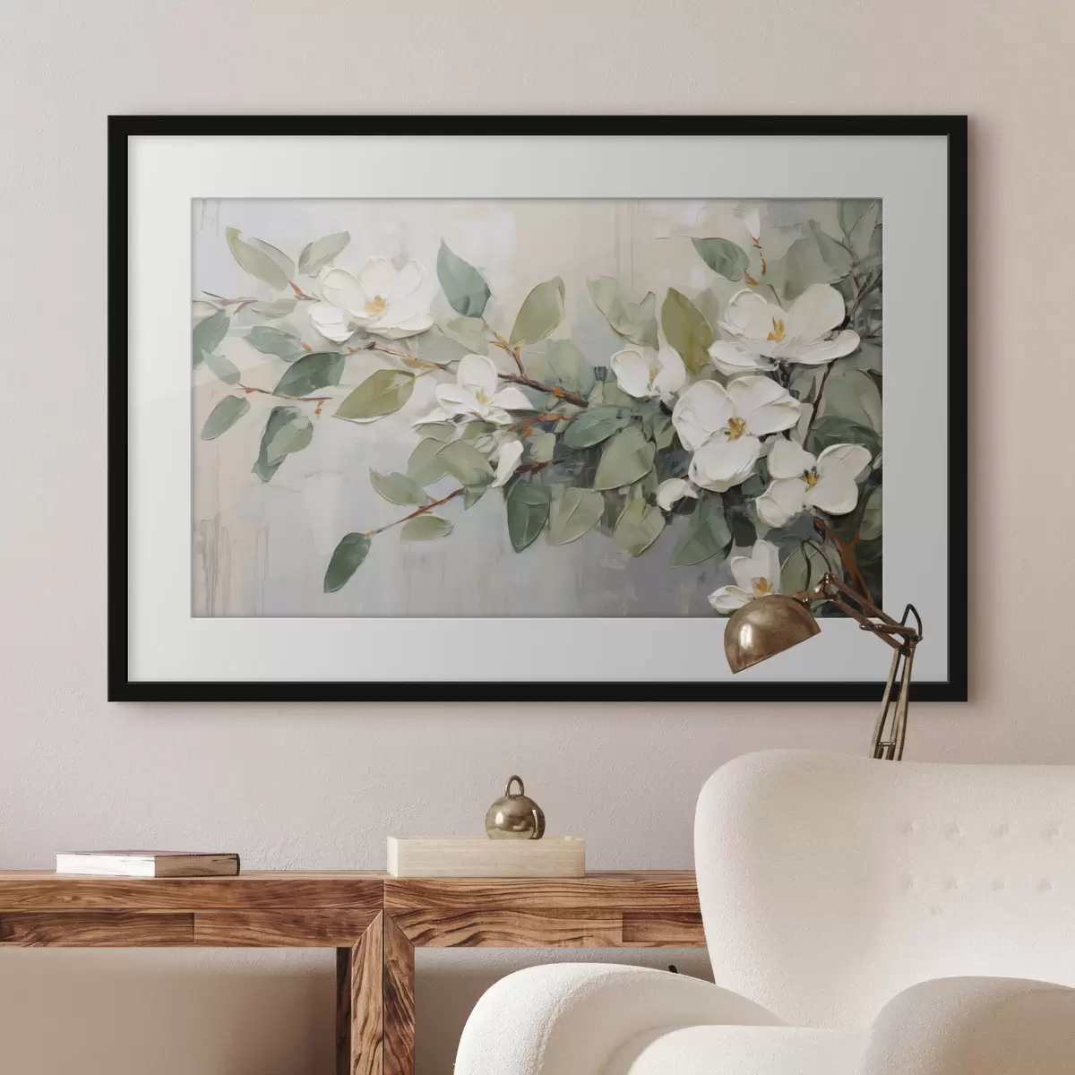 Poster Magnolia in verde tenue f44853