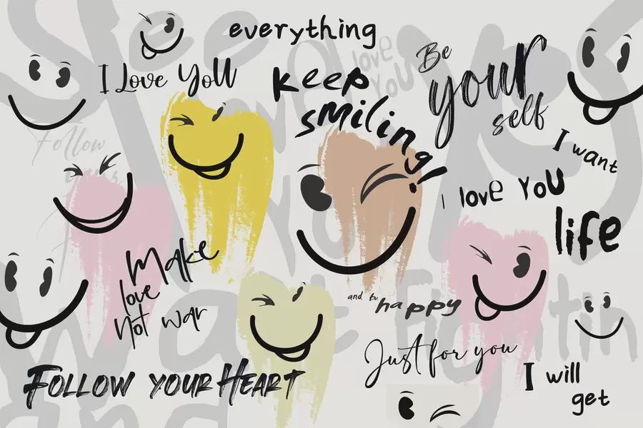 carta da parati Emoticon e iscrizioni nr. w04174